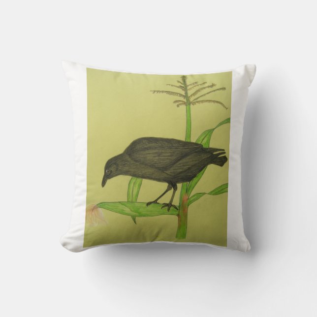 Crow on Cornstalk 16x16 pillow kreatus_theofficial (Front)