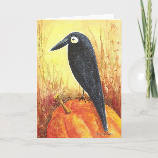 Crow on Pumpkin Card (Front)