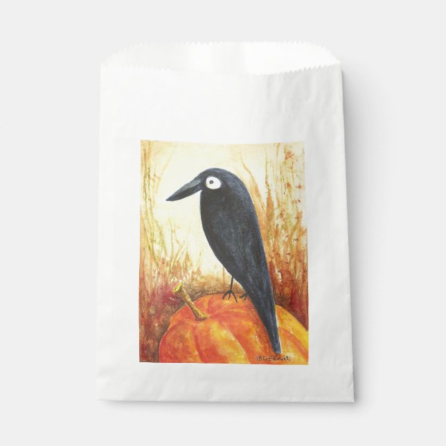 Crow on Pumpkin Favor Bags (Front)