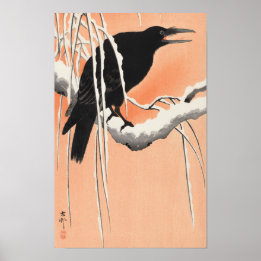 Crow on Snowy Branch by Ohara Koson (1900-1930) Poster