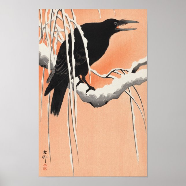 Crow on Snowy Branch by Ohara Koson (1900-1930) Poster (Front)