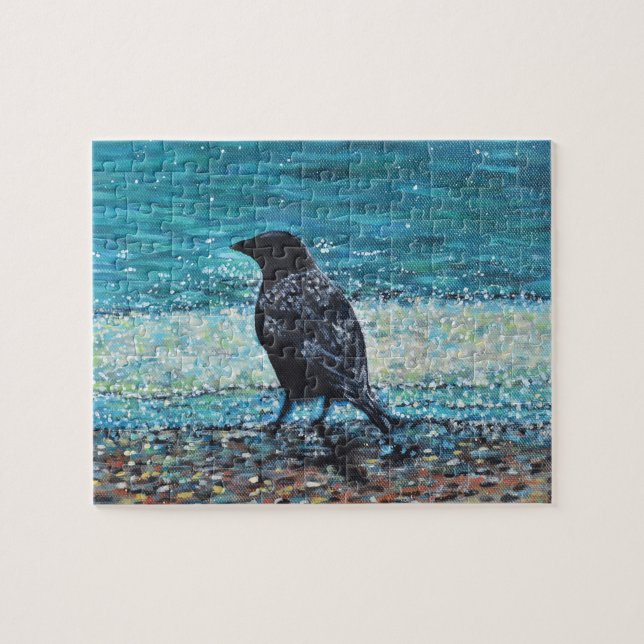 Crow on the Beach Painting Jigsaw Puzzle (Horizontal)