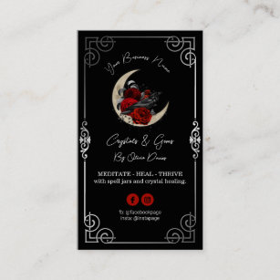 Crow On The Moon Black Business Card