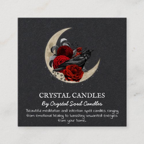 Crow On The Moon Spell Candle Square Business Card
