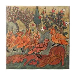  Crow Owls Indian Renaissance Ceramic Tile
