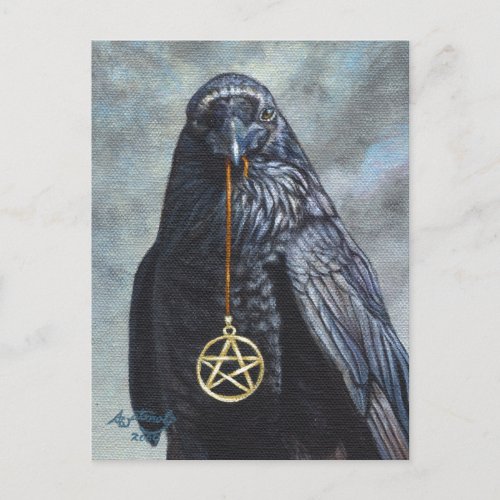 Crow Pentacle Postcard