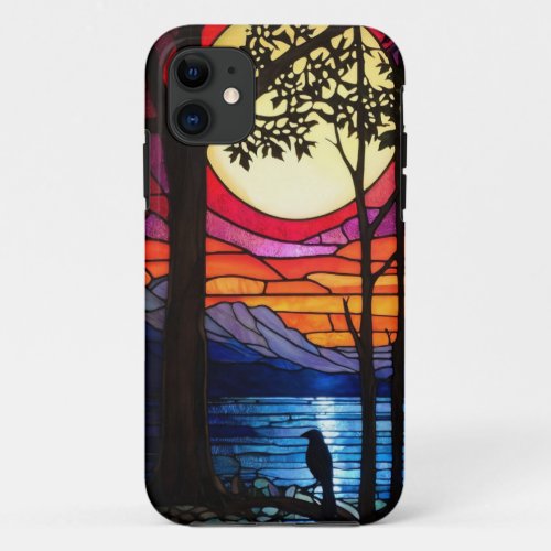 Crow Perched on Branch iPhone 11 Case