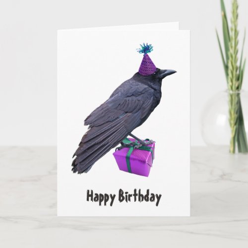 Crow Present Birthday Card