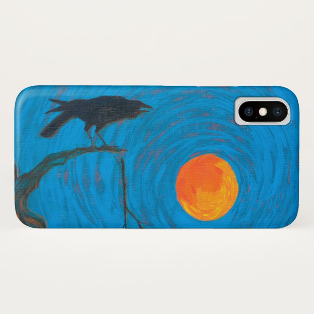 Crow Raven and Full Moon Case-Mate iPhone Case (Back (Horizontal))