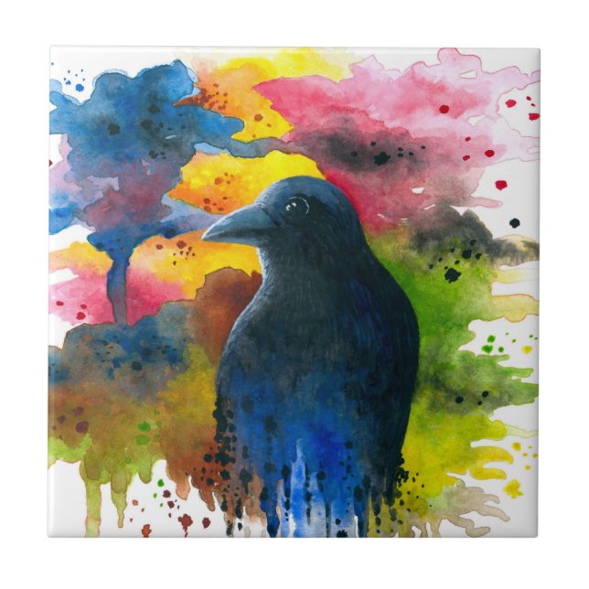 Crow Raven Bird 71 Ceramic Tile (Front)