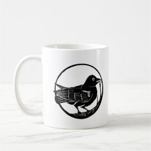 Crow Raven Bird from Wood Cut Mug