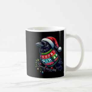 Crow Raven Bird Ugly Sweater Santa Hat Christmas Coffee Mug