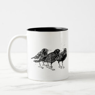 Crow,Raven Birds Two-Tone Coffee Mug