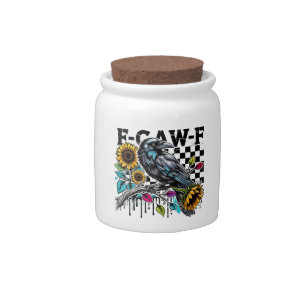 Crow Raven F-CAW-F Funny Halloween Candy Jar