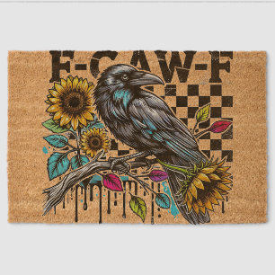 Crow Raven F-CAW-F Funny Halloween Fiber Doormat