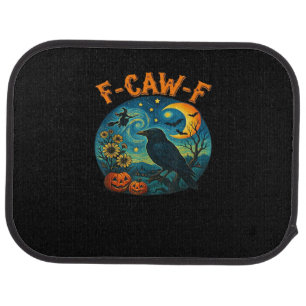 Crow Raven F-Caw-F Funny Halloween Gothic Checkere Car Floor Mat