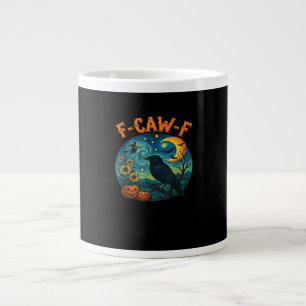 Crow Raven F-Caw-F Funny Halloween Gothic Checkere Giant Coffee Mug