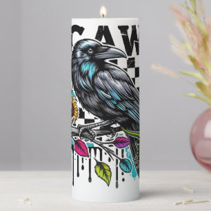 Crow Raven F-CAW-F Funny Halloween Pillar Candle