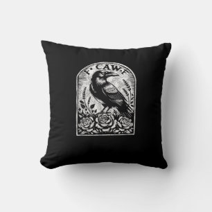 Crow Raven F CAW F Throw Pillow