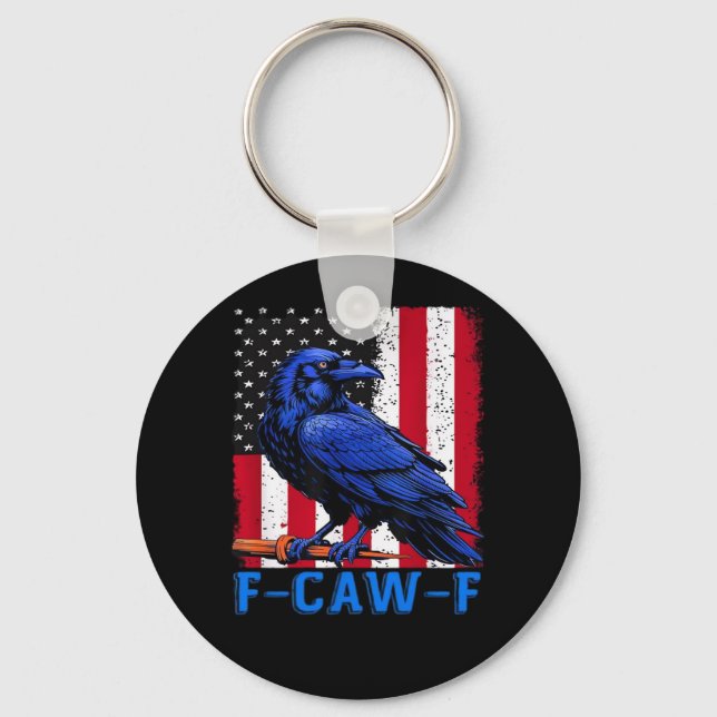 Crow Raven Funny F-Caw-F Minimal Clean Keychain (Front)