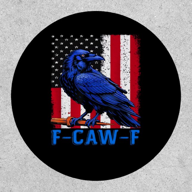 Crow Raven Funny F-Caw-F Minimal Clean Patch (Front)