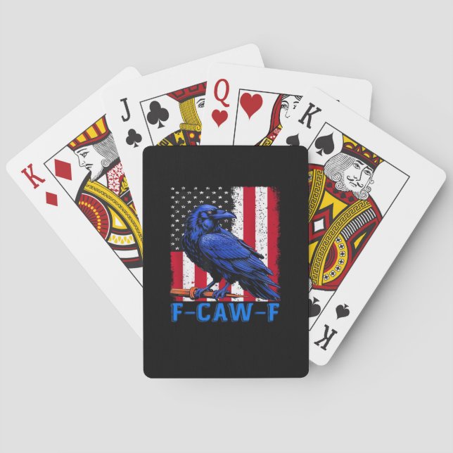 Crow Raven Funny F-Caw-F Minimal Clean Poker Cards (Back)
