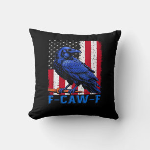 Crow Raven Funny F-Caw-F Minimal Clean Throw Pillow