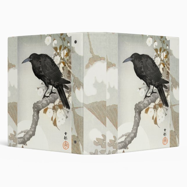 Crow Raven Koson Japanese Bird Crow 3 Ring Binder (Background)