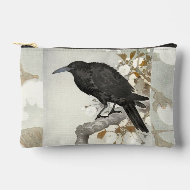 Crow Raven Koson Japanese Bird Crow Accessory Pouch (Front)