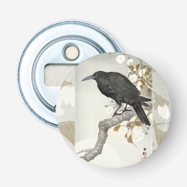 Crow Raven Koson Japanese Bird Crow Bottle Opener (Front)