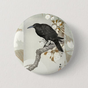 Crow Raven Koson Japanese Bird Crow Button