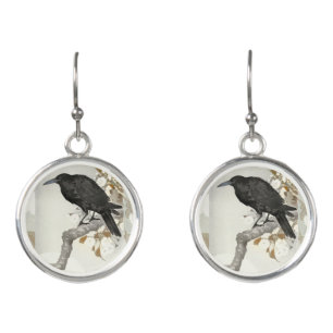Crow Raven Koson Japanese Bird Crow Earrings