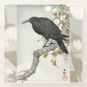 Crow Raven Koson Japanese Bird Crow Glass Coaster