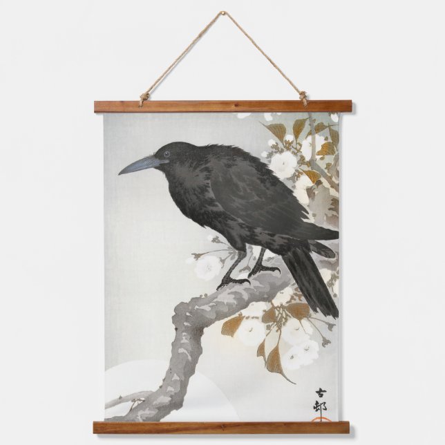 Crow Raven Koson Japanese Bird Crow Hanging Tapestry (Front)