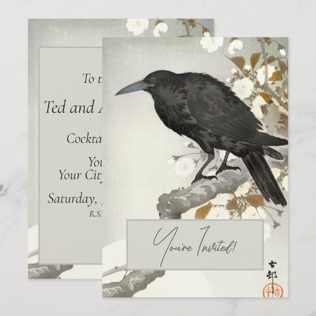 Crow Raven Koson Japanese Bird Crow Invitation (Front/Back)