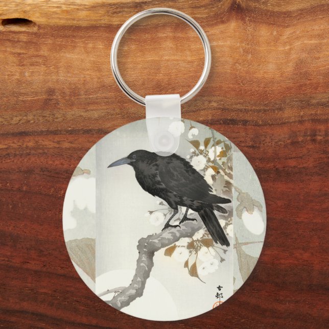 Crow Raven Koson Japanese Bird Crow Keychain (Back)