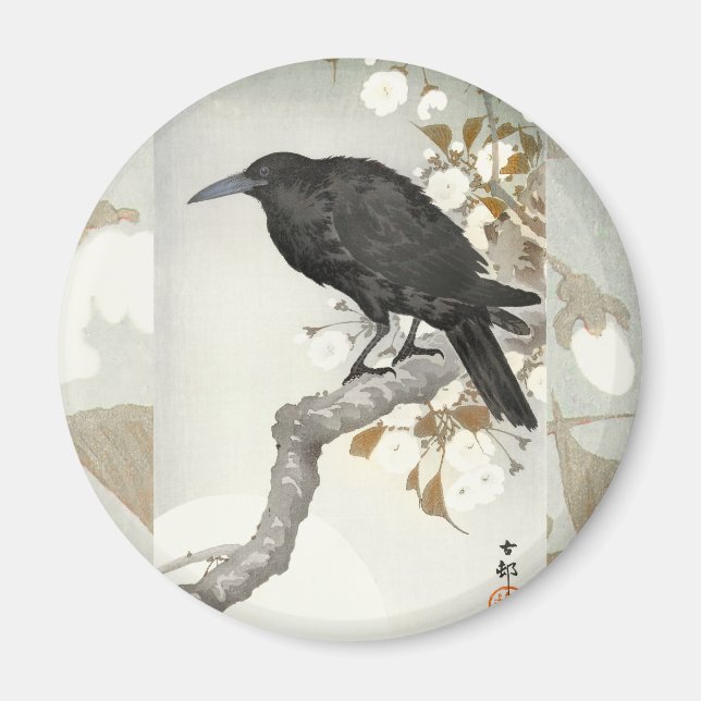 Crow Raven Koson Japanese Bird Crow Magnet (Front)