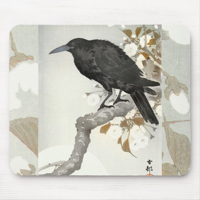 Crow Raven Koson Japanese Bird Crow Mouse Pad (Front)