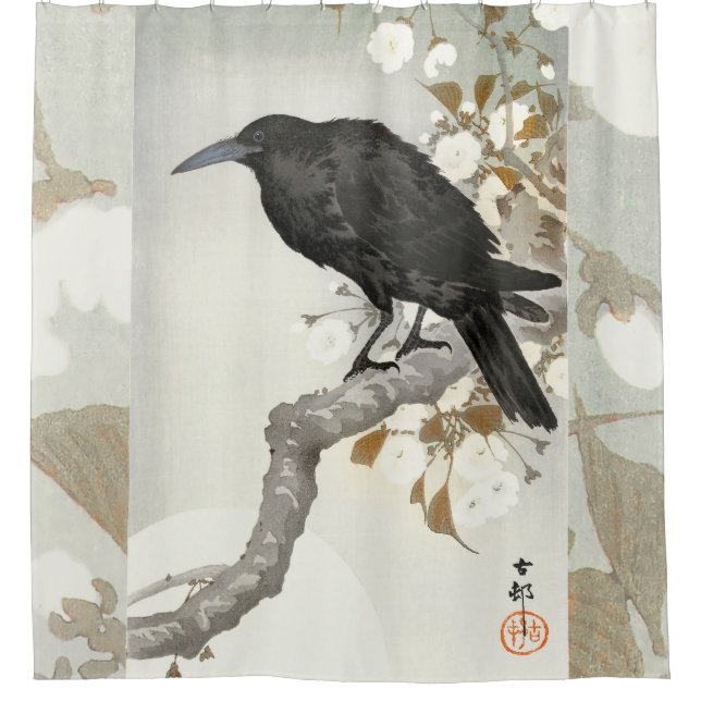 Crow Raven Koson Japanese Bird Crow Shower Curtain (Front)