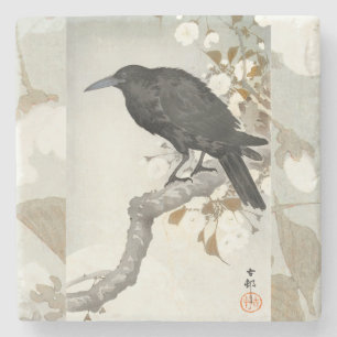 Crow Raven Koson Japanese Bird Crow Stone Coaster