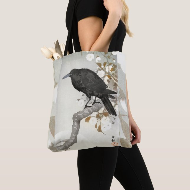 Crow Raven Koson Japanese Bird Crow Tote Bag (Close Up)