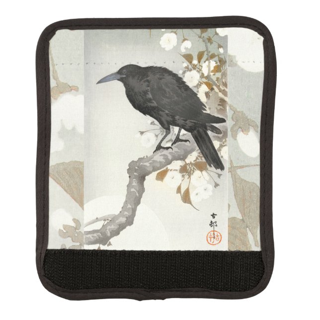 Crow Raven Koson Japanese Bird Luggage Handle Wrap (Front)