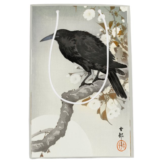 Crow Raven Koson Japanese Bird Medium Gift Bag (Front)