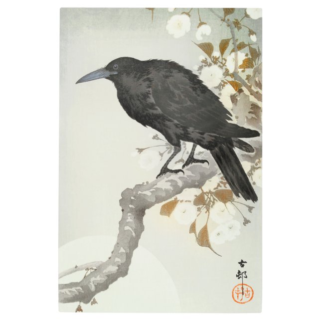 Crow Raven Koson Japanese Bird Metal Print (Front)