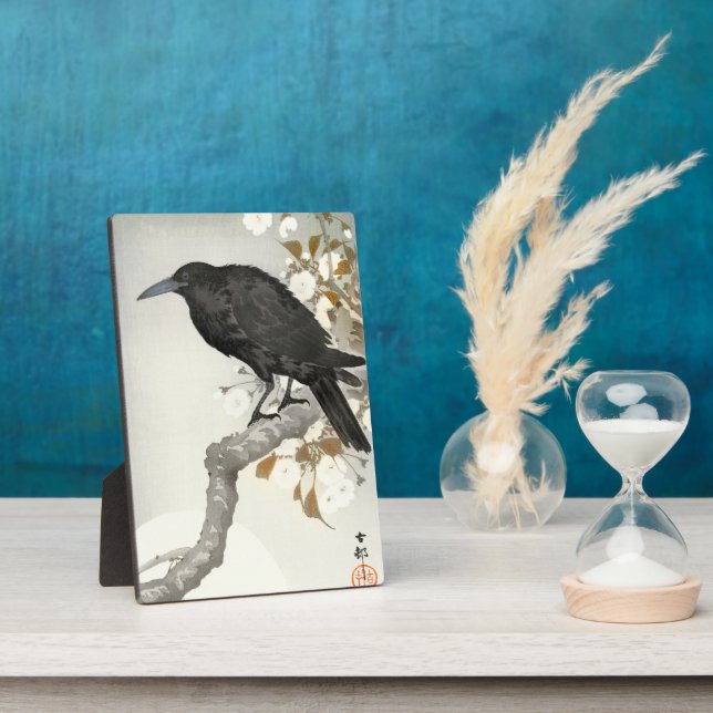 Crow Raven Koson Japanese Bird Plaque (Side)