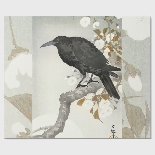 Crow Raven Koson Japanese Bird Wrapping Paper (Flat)
