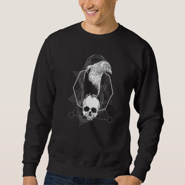 Crow Raven  Mystic Odin Viking Bird Sweatshirt (Front)