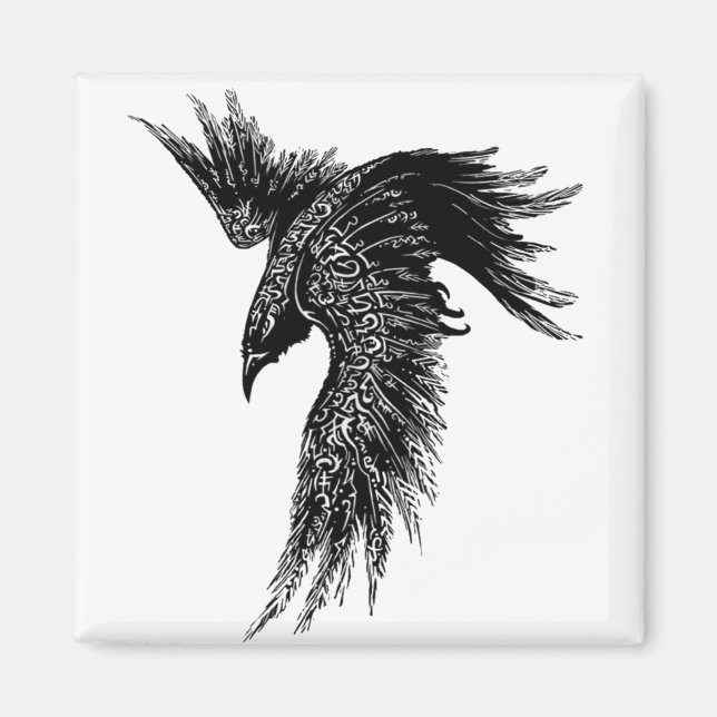 Crow Raven Norse Viking Symbol Magnet (Front)
