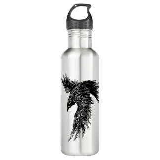Crow Raven Norse Viking Symbol Stainless Steel Water Bottle