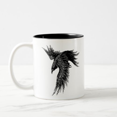 Crow Raven Norse Viking Symbol Two_Tone Coffee Mug